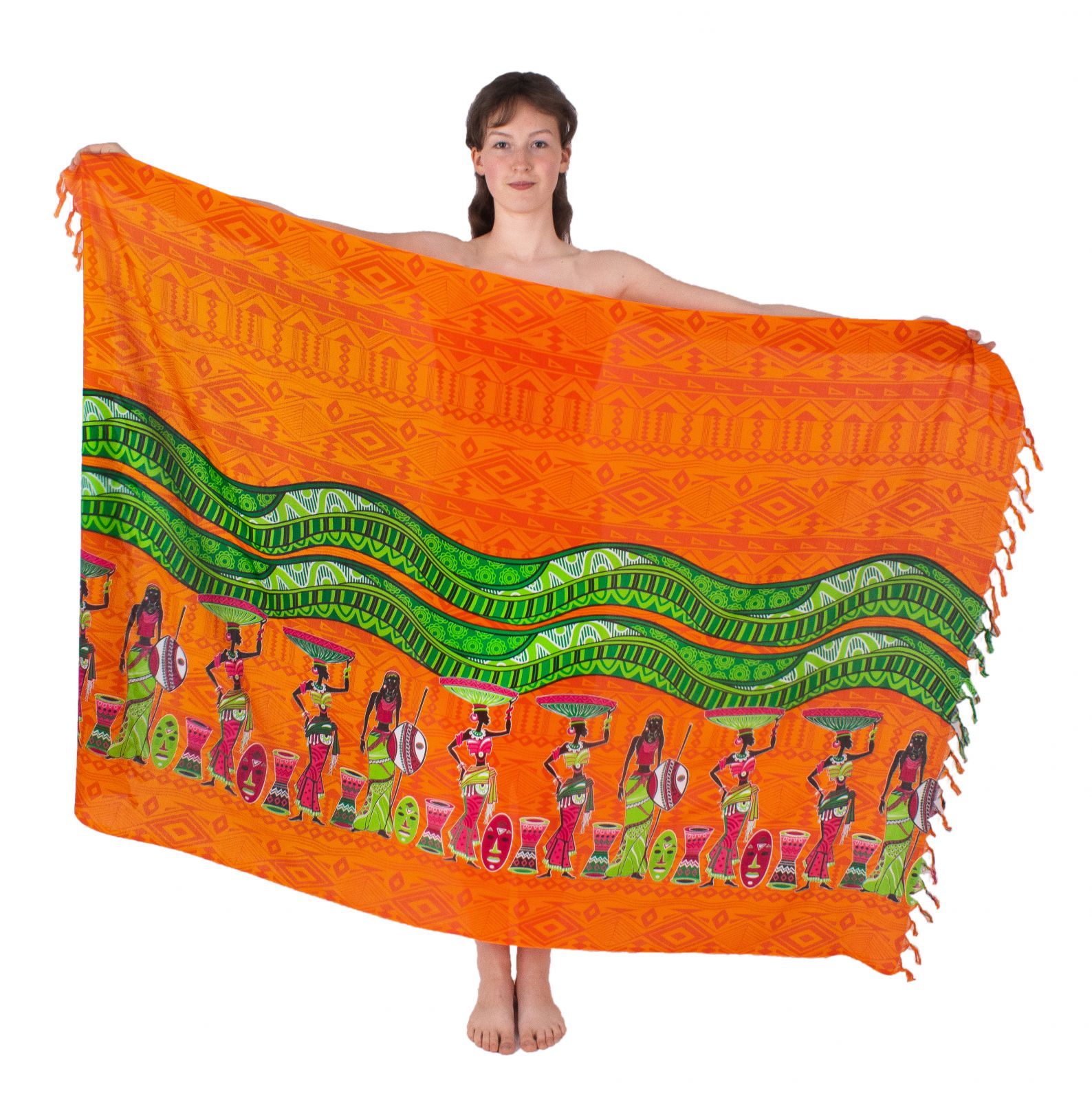 Sarong / pareo / plážový šátek African Women Orange Thailand