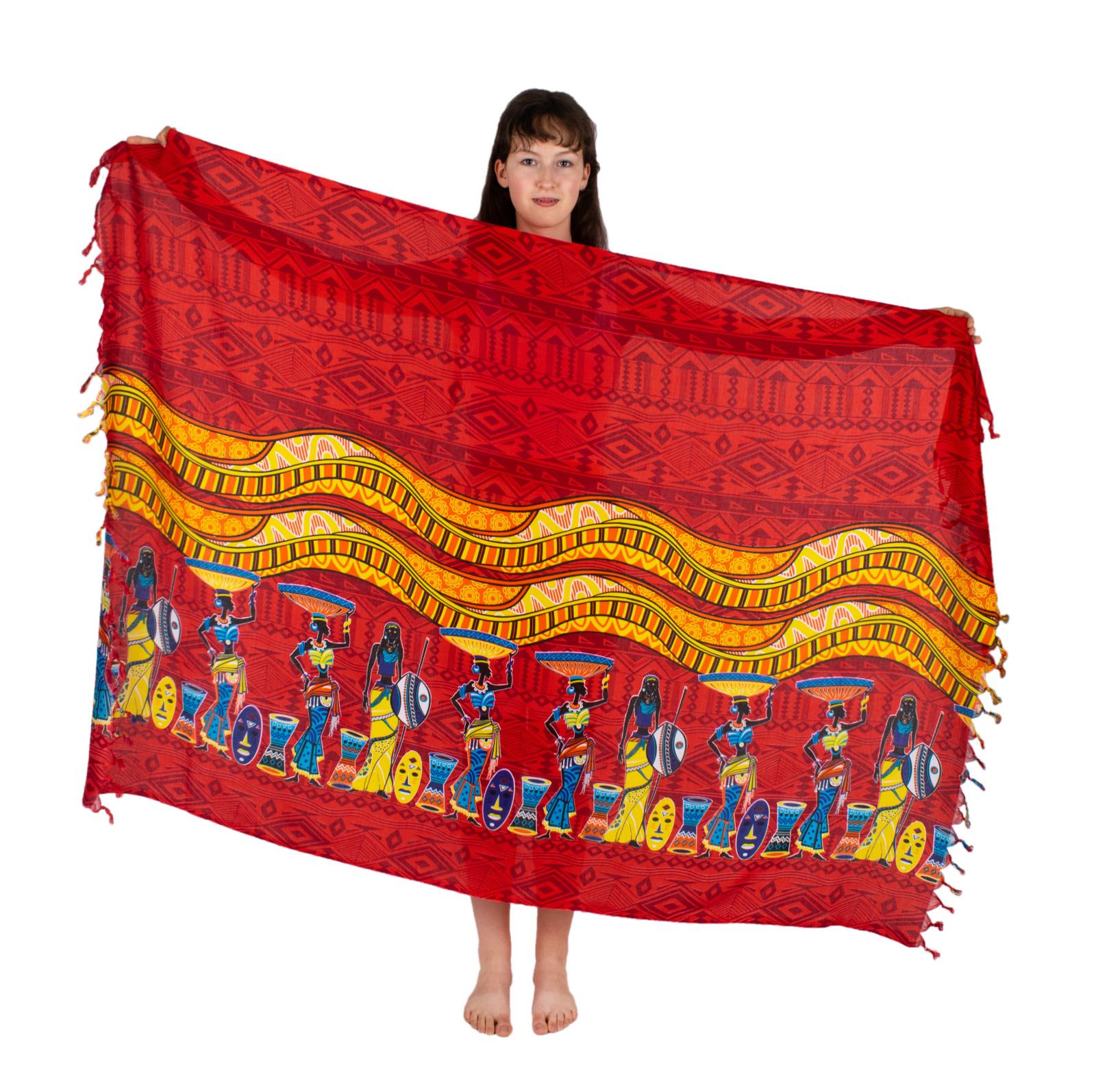 Sarong / pareo / plážový šátek African Women Red Thailand