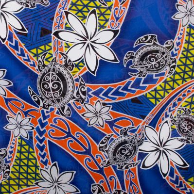Sarong / pareo / plážový šátek Flowers and Turtles Blue Thailand