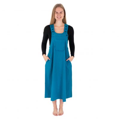 Azurově modré bavlněné šaty s laclem Jayleen Cyan | S/M, L/XL, XXL