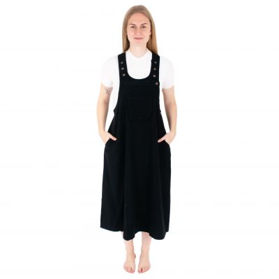 Černé bavlněné šaty s laclem Jayleen Black | S/M, L/XL, XXL