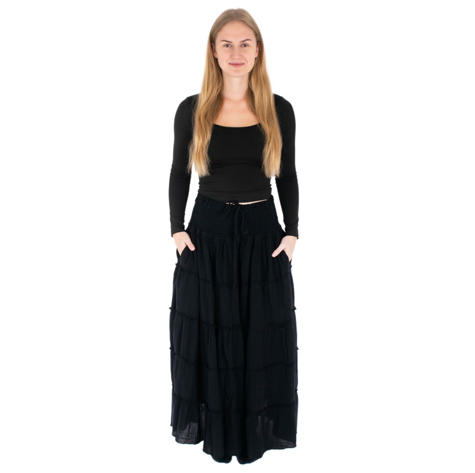 Dlouhá černá etno / hippie sukně Bhintuna Black Nepal