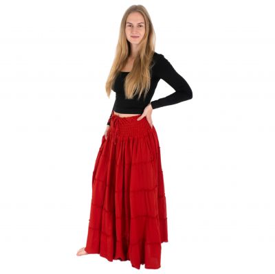Dlouhá červená etno / hippie sukně Bhintuna Red Nepal