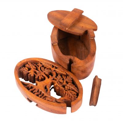 Dřevěná magická krabička na šperky Strom Indonesia