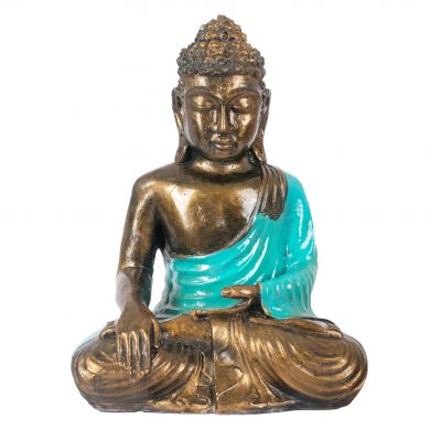 Malovaná soška z pryskyřice Barevný Buddha 23 cm tyrkysový
