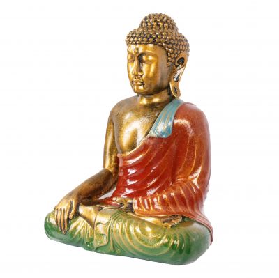 Malovaná soška z pryskyřice Barevný Buddha 30 cm Indonesia