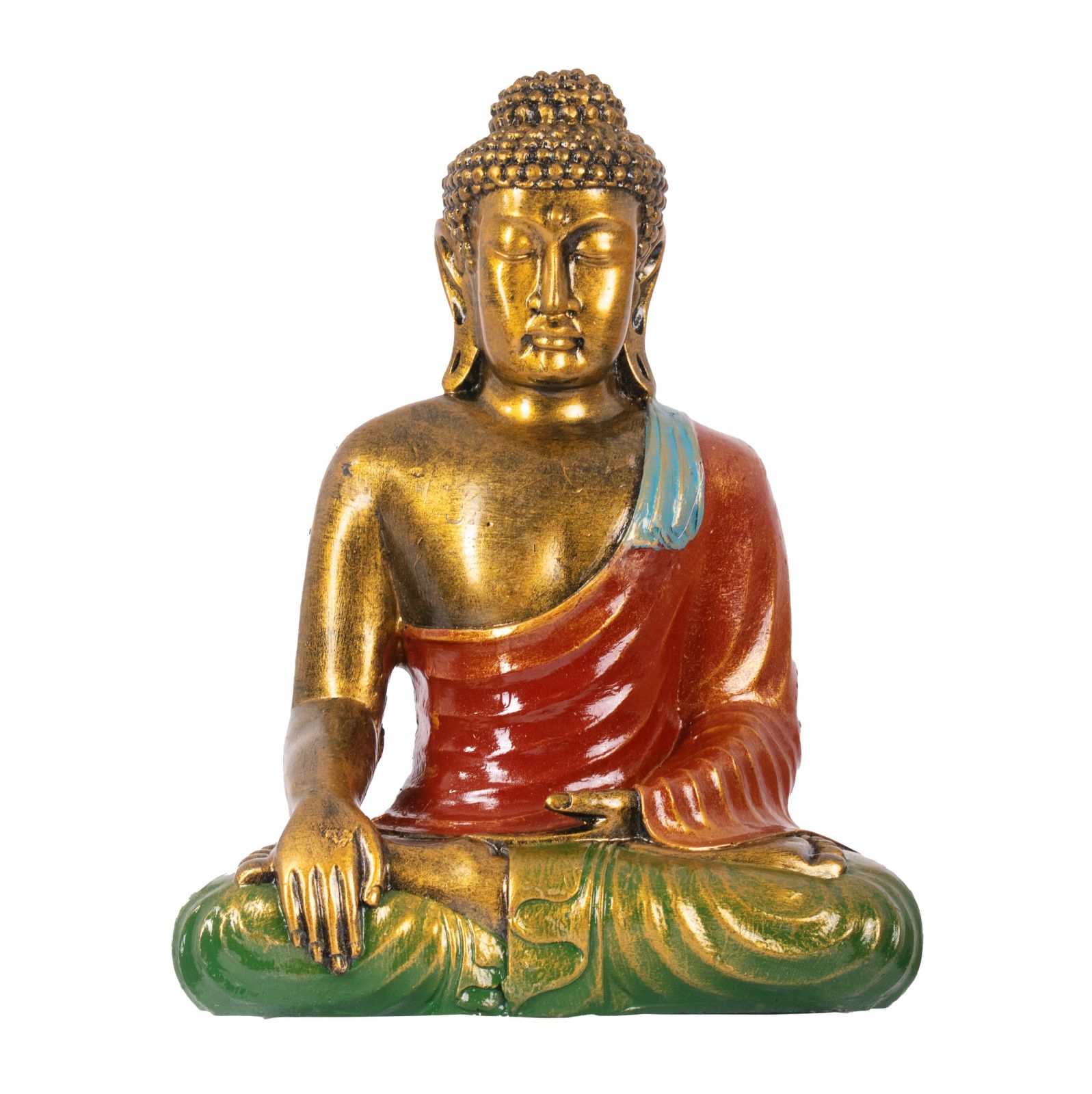Malovaná soška z pryskyřice Barevný Buddha 30 cm Indonesia