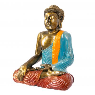 Malovaná soška z pryskyřice Barevný Buddha 40 cm Indonesia