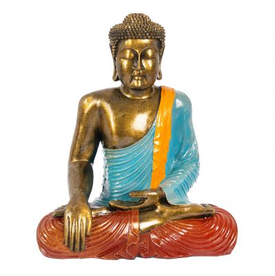 Malovaná soška z pryskyřice Barevný Buddha 40 cm