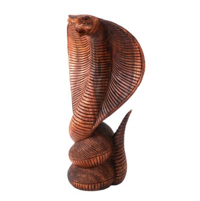 Vyřezáváná dřevěná soška Kobra Indonesia