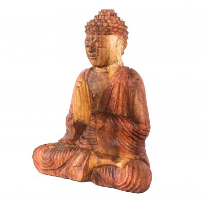 Vyřezávaná dřevěná soška Sedící Buddha 3 Indonesia