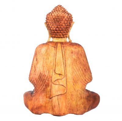Vyřezávaná dřevěná soška Sedící Buddha 4 Indonesia