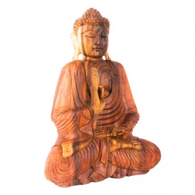 Vyřezávaná dřevěná soška Sedící Buddha 6 Indonesia