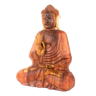 Vyřezávaná dřevěná soška Sedící Buddha 6 Indonesia