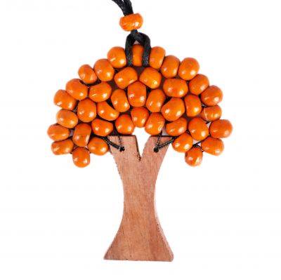 Dřevěný přívěsek Stromek - oranžový | malý, velký