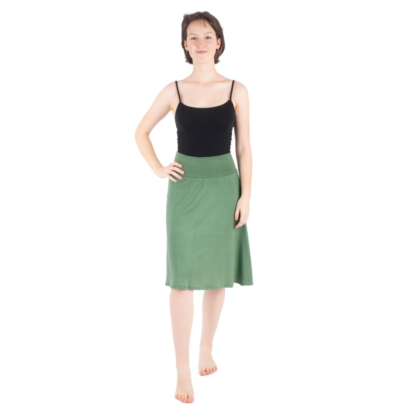 Khaki zelená midi sukně Panitera Khaki Thailand