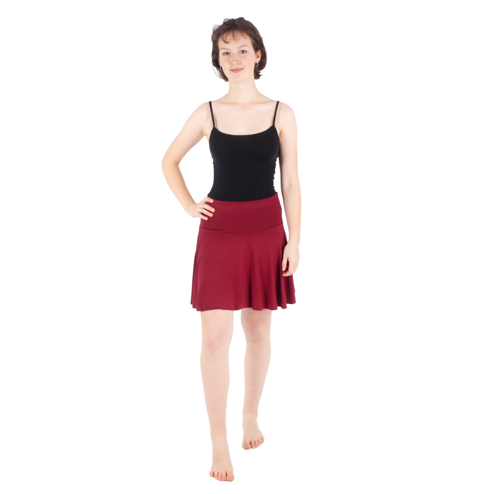 Vínově červená kolová mini sukně Lutut Burgundy Thailand