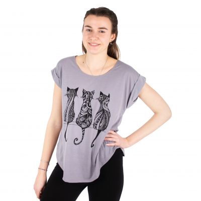 Dámské tričko s krátkým rukávem Darika Cats 1 Grey | S/M