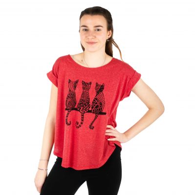Dámské tričko s krátkým rukávem Darika Cats 2 Red | S/M
