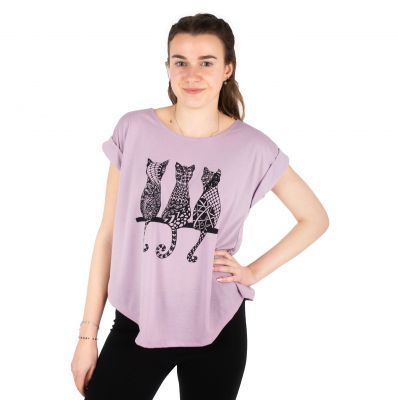 Dámské tričko s krátkým rukávem Darika Cats 2 Violet | S/M