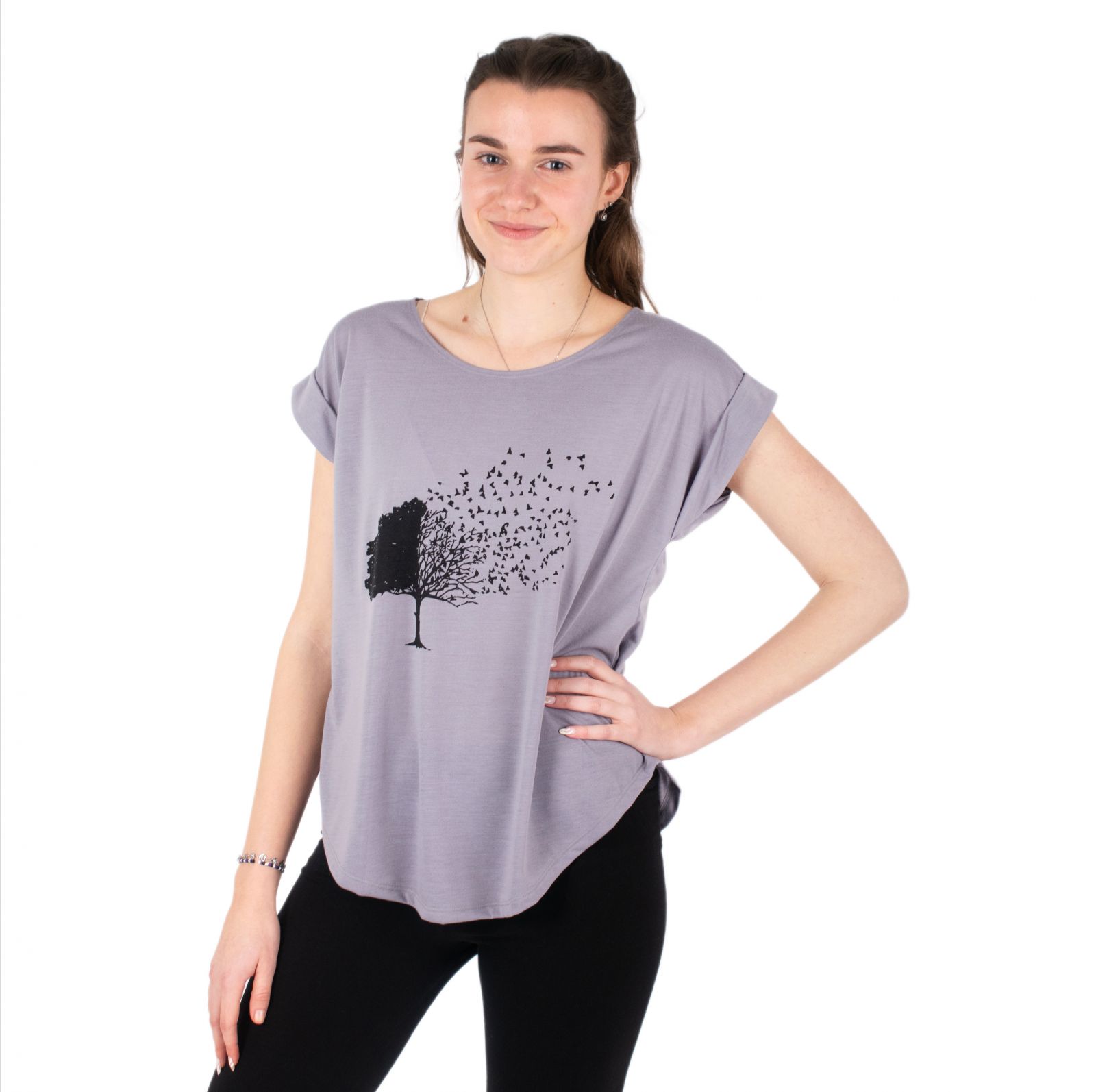 Dámské tričko s krátkým rukávem Darika Tree Dandelion Grey Thailand