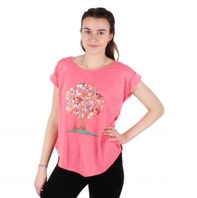 Dámské tričko s krátkým rukávem Darika Tree of Friendship Pink | S/M - POSLEDNÍ KUS!