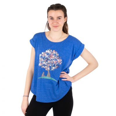 Dámské tričko s krátkým rukávem Darika Tree of Friendship Medium Blue | S/M