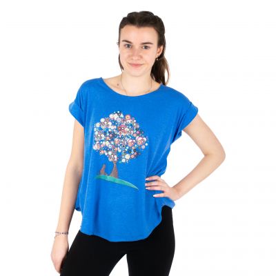 Dámské tričko s krátkým rukávem Darika Tree of Friendship Blue | S/M