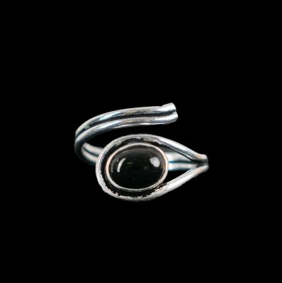 Etno prsten z německého stříbra s kamínkem Ovidie Černý Onyx