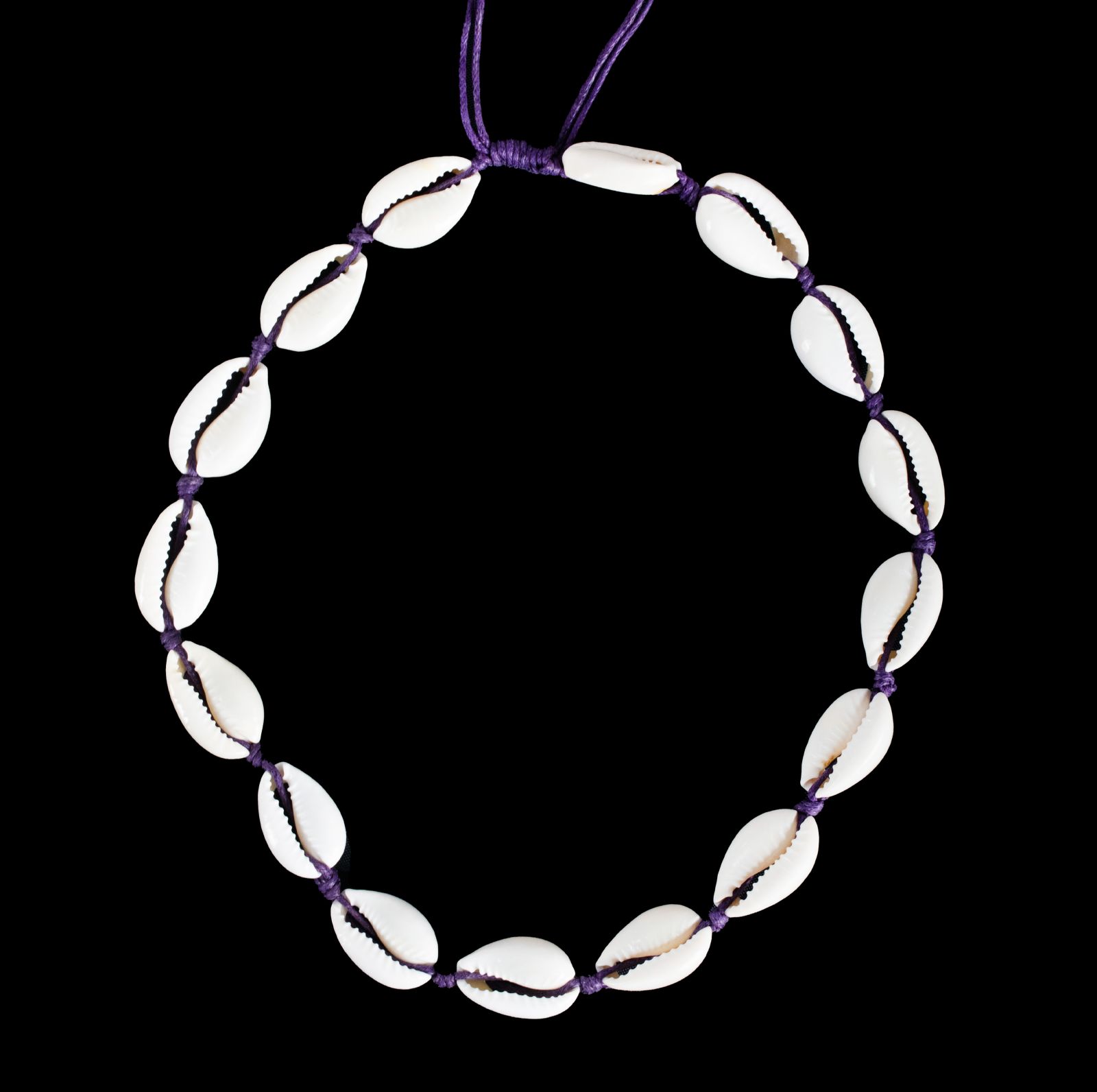 Macramé náhrdelník s mušlemi Kauri - Luanna Purple Thailand