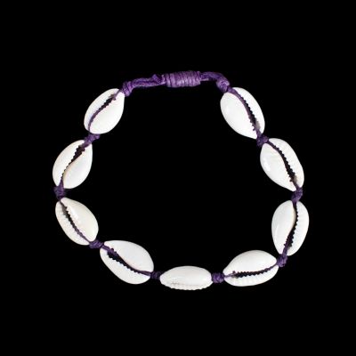 Macramé náramek s mušlemi Kauri - Luanna Purple