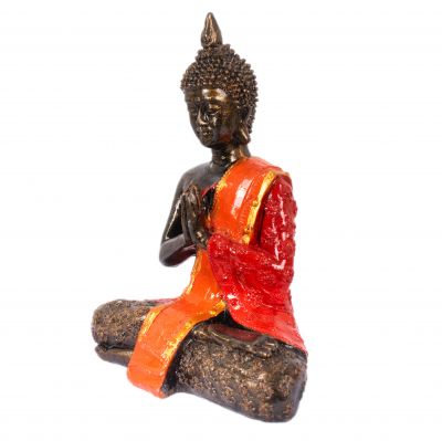 Malovaná soška z pryskyřice Barevný Buddha 20 cm Indonesia