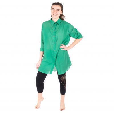 Zelená dámská košile s dlouhým rukávem Savitree Jade Green - Long | UNI
