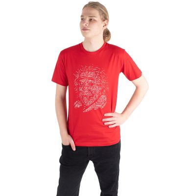 Bavlněné tričko s potiskem Einstein - červené | M, L, XL, XXL