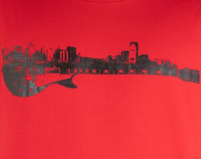 Bavlněné tričko s potiskem Guitar City - červené Thailand