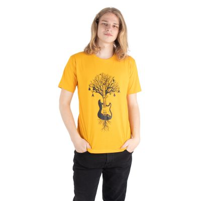 Bavlněné tričko s potiskem Guitar Tree - žluté | M, L, XL, XXL