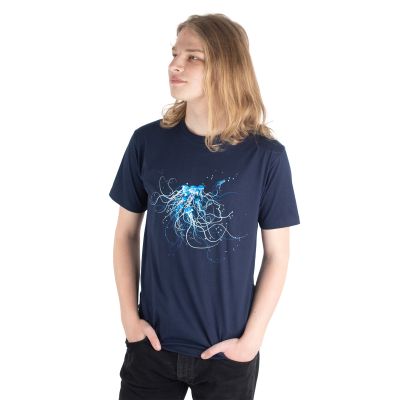 Bavlněné tričko s potiskem Profil z medúz - tmavě modré Thailand