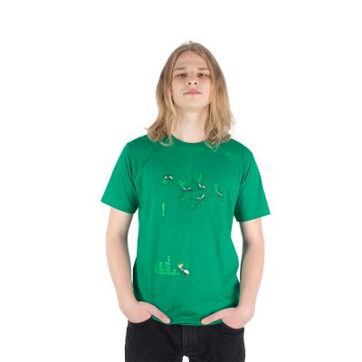 Bavlněné tričko s potiskem Stavba mraveniště - zelené | S - POSLEDNÍ KUS!, M, L, XL, XXL