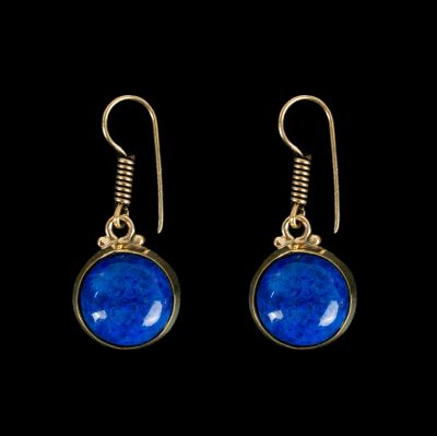 Mosazné náušnice Purnimal Lapis lazuli
