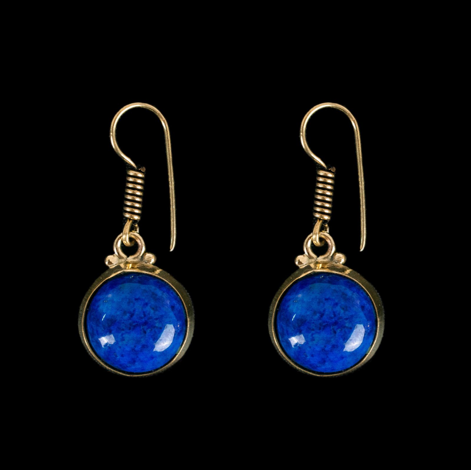Mosazné náušnice Purnimal Lapis lazuli India