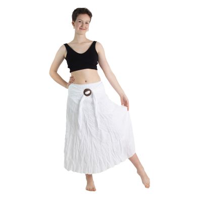 Dlouhá bílá etno sukně s kokosovou sponou Kelapa White | UNI