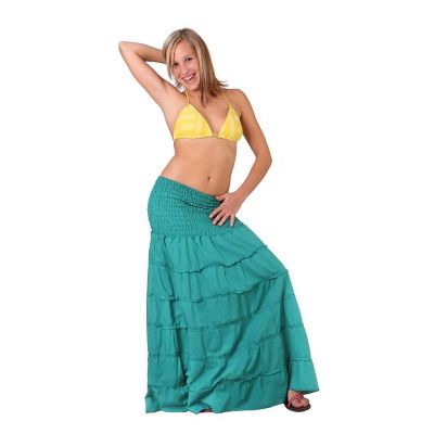 Dlouhá etno maxi sukně Hawa Turquoise | UNI