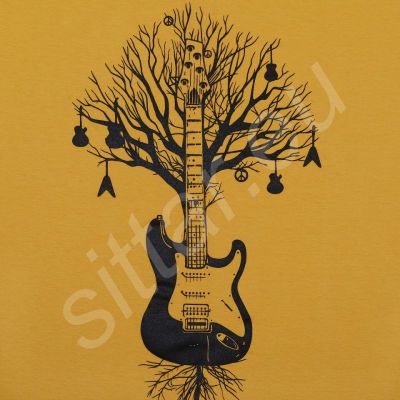 Bavlněné tričko s potiskem Guitar Tree Thailand