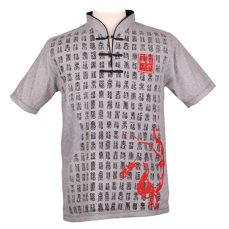 Pánské orientální tričko Emperor Pinyin Grey Thailand
