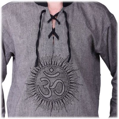 Kurta Matahari Kelabu - pánská košile s dlouhým rukávem Nepal