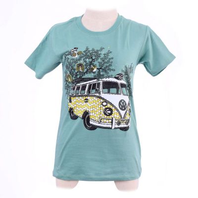 Dámské tričko Hippies Bus Green