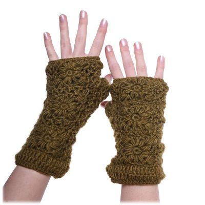 Vlněné bezprstové rukavice Bardia Khaki | nátepníky